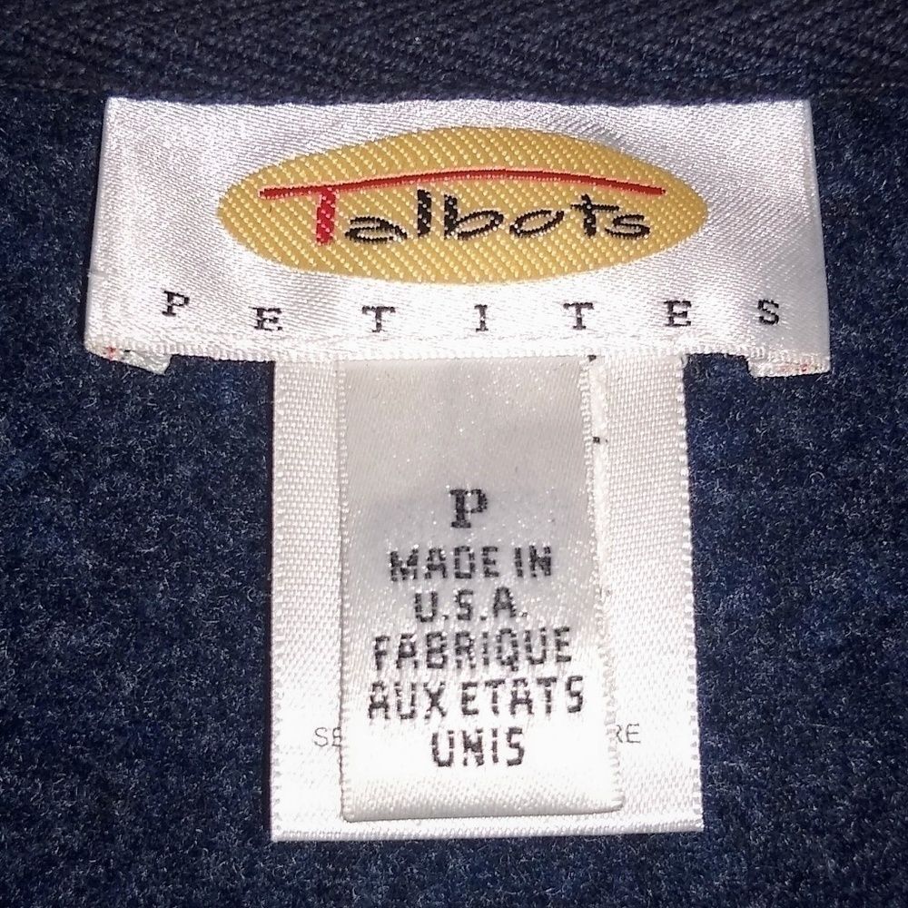 Talbots Heathered Blue Gray Petite Fleece Jacket - Picture 5 of 7